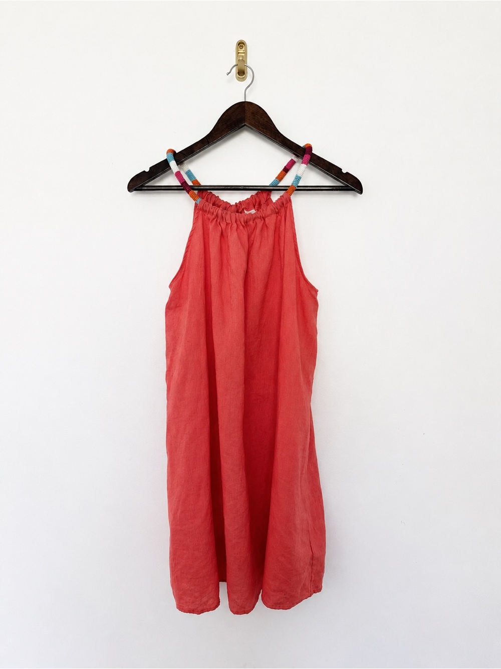 St. Tropez Red Mini Dress with Colorful Beaded Straps